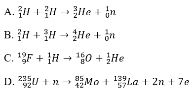Bài tập trắc nghiệm Vật Lí 12: Phản ứng phân hạch (phần 1)
