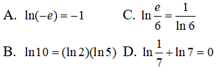 Chương 2 – Bài tập trắc nghiệm Giải tích 12: Ôn tập chương 2 (Phần 1)