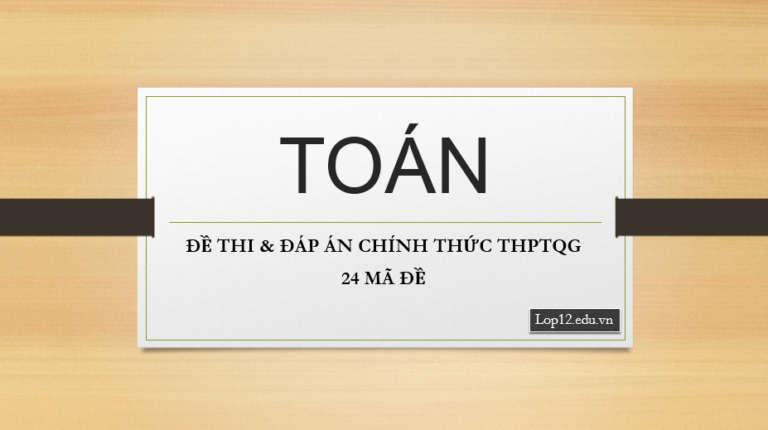 Đề thi & đáp án chính thức môn Toán – 24 mã đề