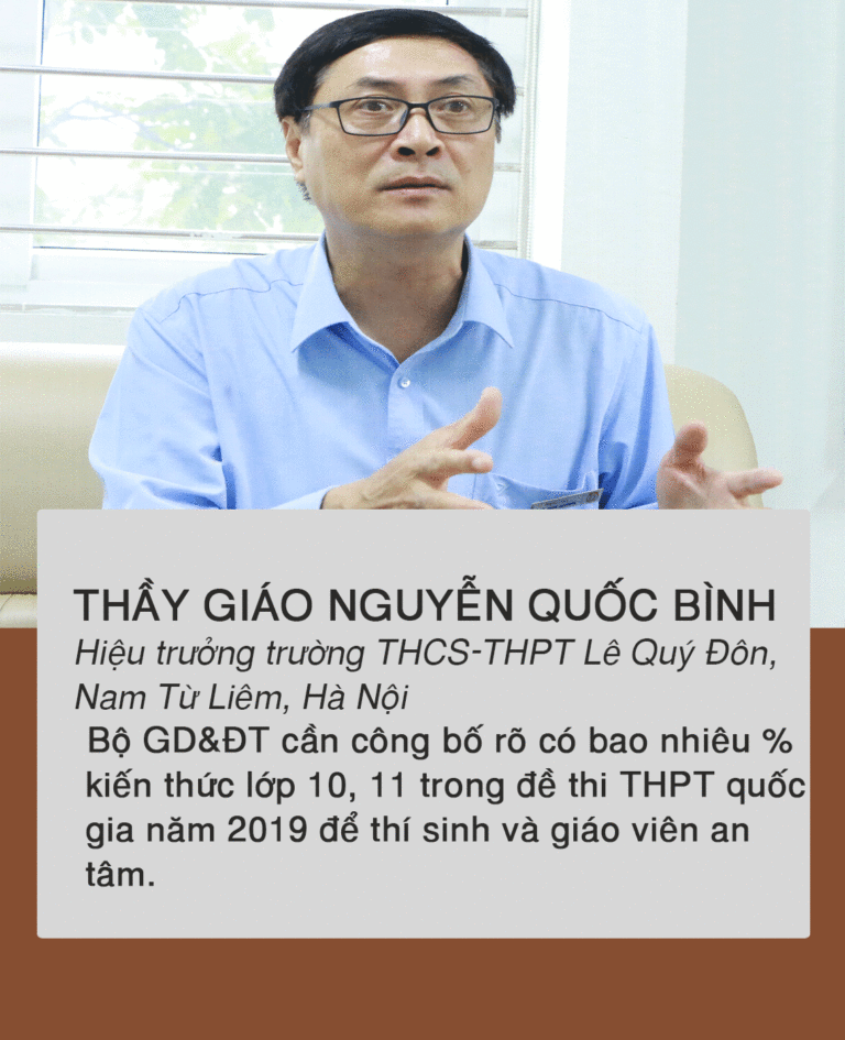 ‘Bộ cần nêu rõ đề thi THPT quốc gia 2019 có bao nhiêu % kiến thức lớp 10, 11 để thí sinh an tâm’