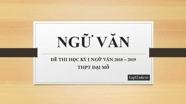 Đề thi học kì I Ngữ văn 2018 – 2019 THPT ĐẠI MỖ