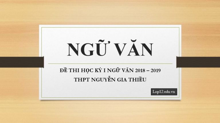 Đề thi học kì I Ngữ văn 2018 – 2019 THPT Nguyễn Gia Thiều