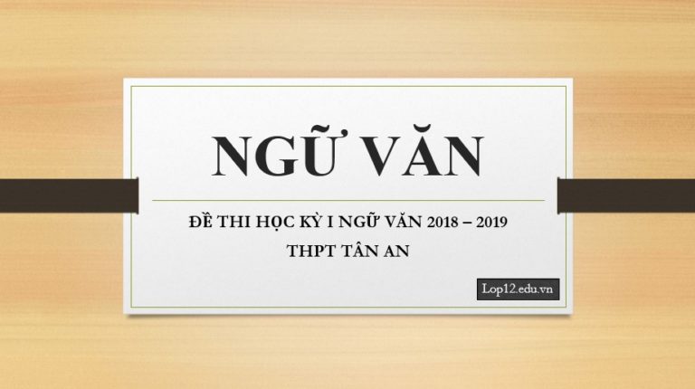 Đề thi học kì I Ngữ văn 2018 – 2019 THPT Tân An