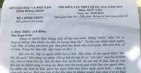 Gợi ý giải chi tiết đề thi thử môn Ngữ văn THPT quốc gia Sở GD&ĐT Đồng Tháp 2019