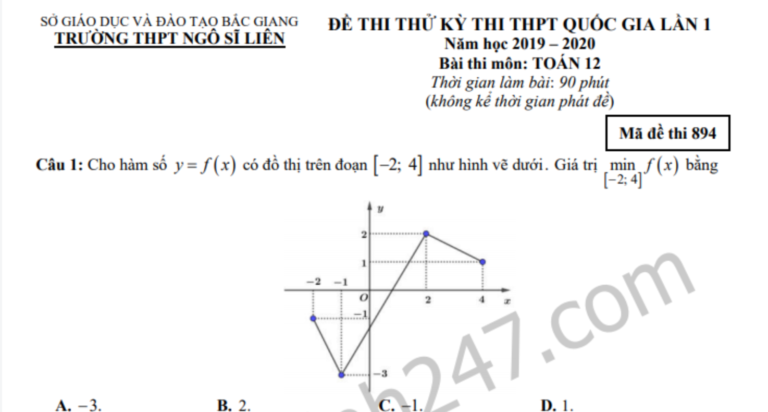 Đáp án – Đề thi thử THPTQG môn Toán 2020 – THPT Ngô Sĩ Liên lần 1
