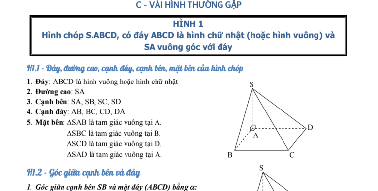 Tổng hợp lý thuyết hình không gian ôn thi THPTQG