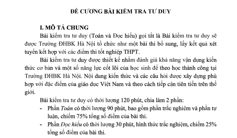 Đại học Bách khoa Hà Nội công bố đề cương và ví dụ minh họa