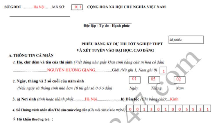 Hướng dẫn điền phiếu ĐKDT tốt nghiệp THPT và xét tuyển ĐH 2020