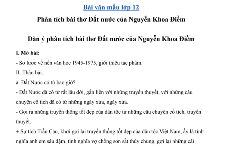 Tuyển tập những bài văn mẫu hay nhất phân tích bài thơ Đất nước ôn thi tốt nghiệp THPT