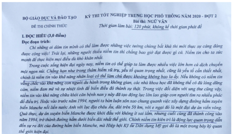 Đề thi Ngữ Văn tốt nghiệp đợt 2: Phù hợp với học sinh nhưng thiếu sự mới mẻ