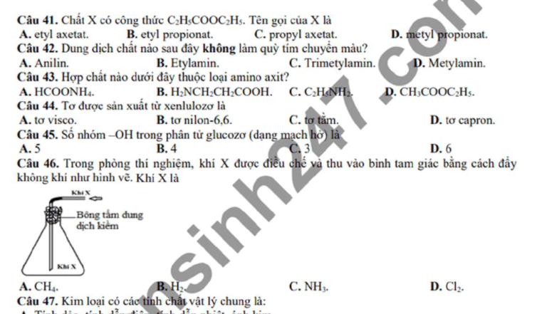 Đề thi thử Tốt nghiệp THPT 2021 Cụm Ninh Bình-Hoa Lư lần 1 môn Hóa